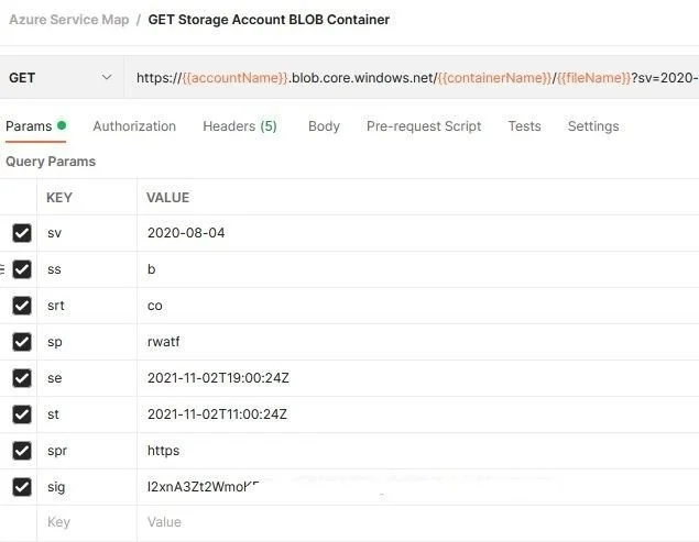 postman-GET-SAS-token-parameters